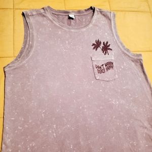 Old Navy "Don't Worry Beach Happy" Purple Palm Tree Tank Top